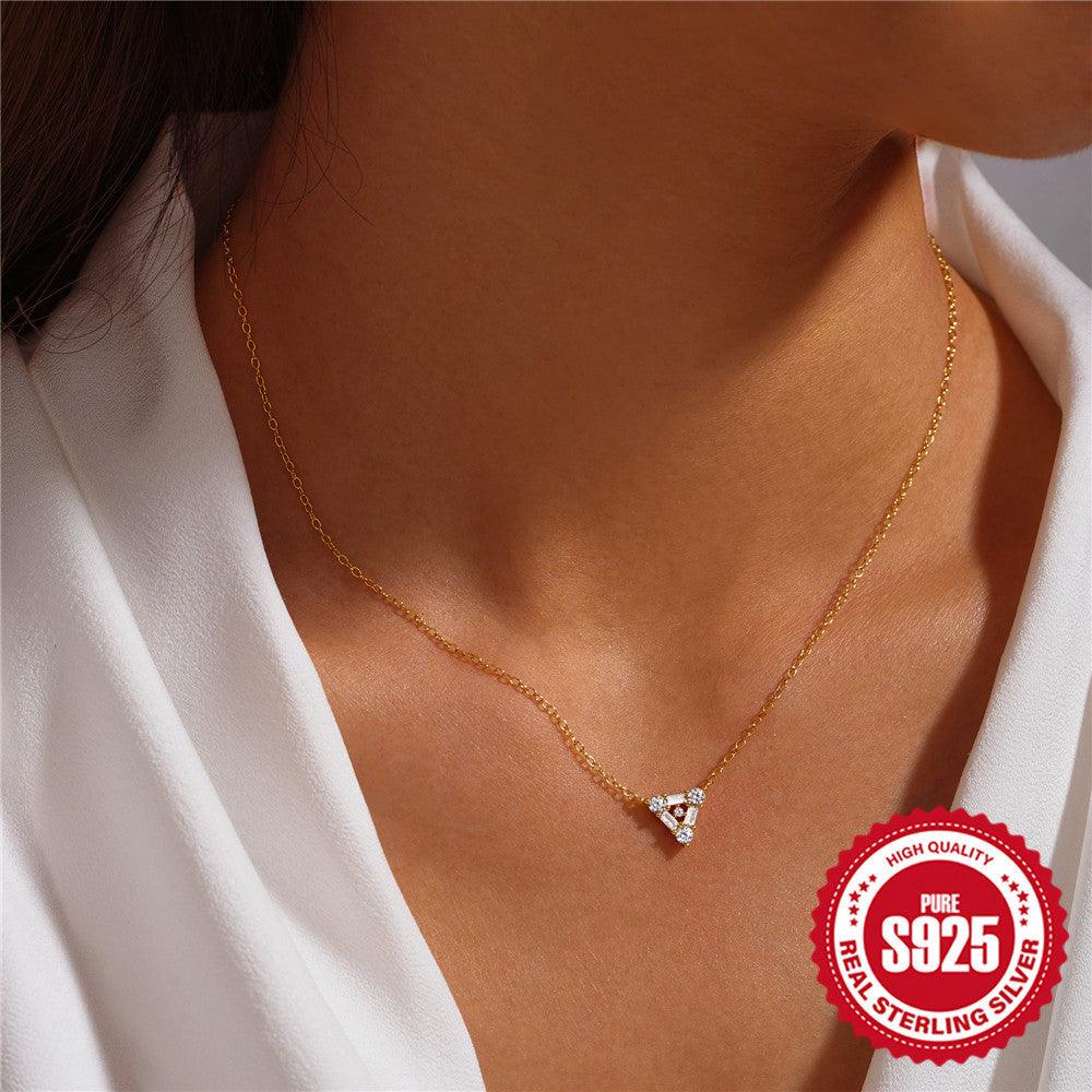 Triangle Diamond Necklace in S925 Sterling Silver
