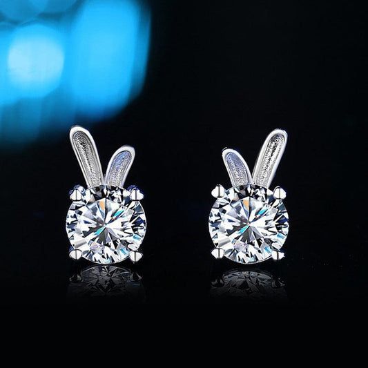 Women's Rabbit Moissanite Sterling Silver Earrings 925 Silver