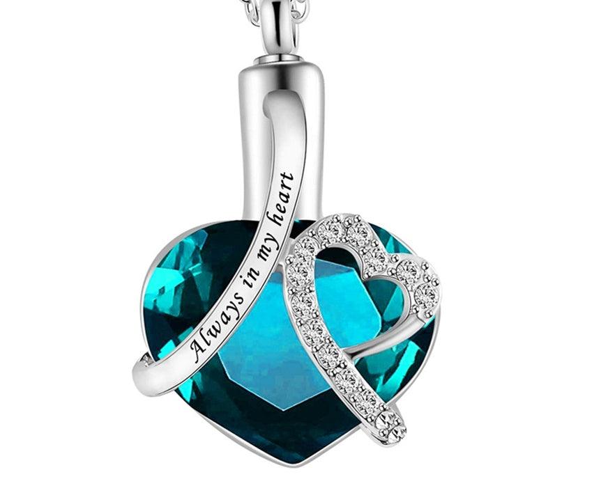 Heart-Shaped Pendant And Perfume Bottle Necklace Sky Blue