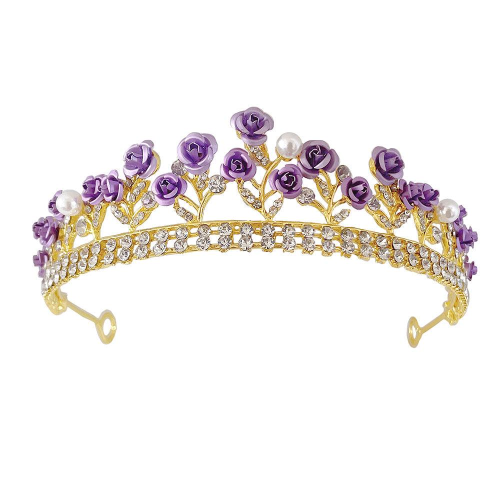 Purple Rose Crystal Crown | Bridal Wear Purple