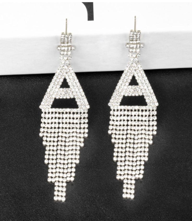 Silver Needle Rhinestone Letter B Earrings Golden A