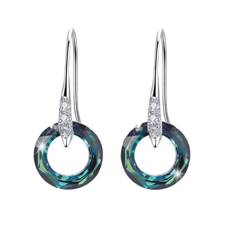 S925 Silver Diamond Ear Hooks | Austrian Crystal Green