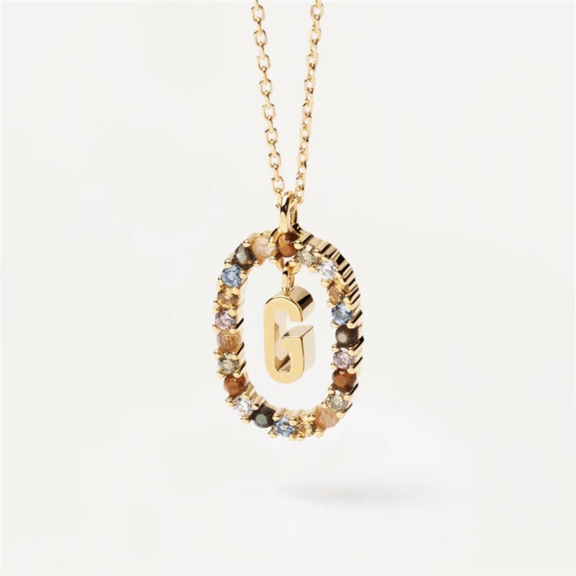 Rhinestone Alphabet Necklace 18K | Fashion Jewelry G