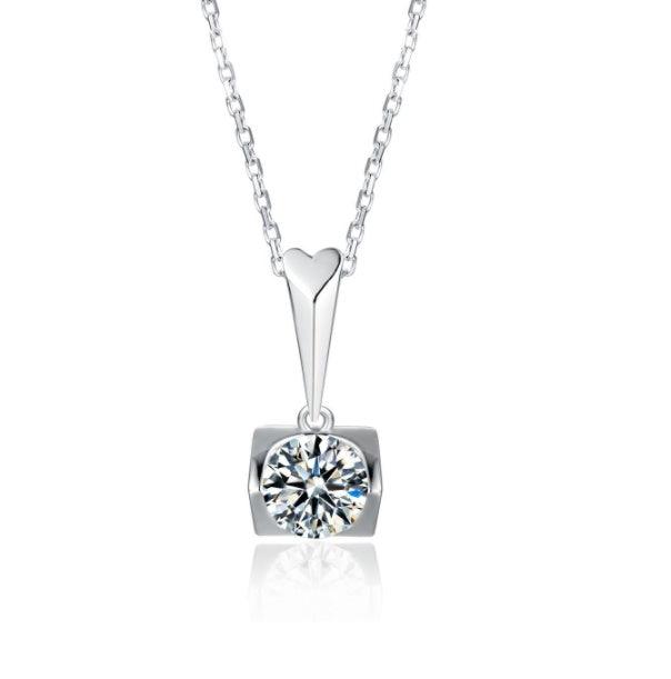 Sterling Silver Moissanite Stud Necklace Set 1.0 CT Moissanite Pendant