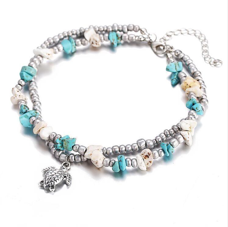 Green Blue Star Fish Beach Anklets | Beach Wear H