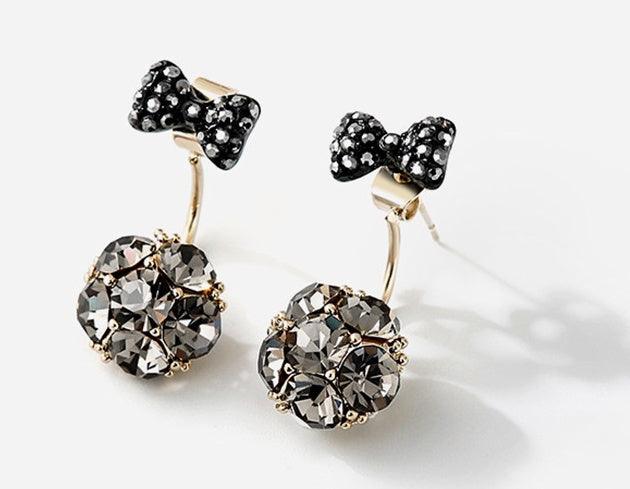 Bow Stud Earrings Elegant Fashion Jewelry Grey