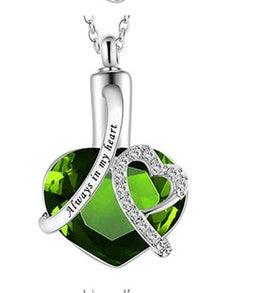 Heart-Shaped Pendant And Perfume Bottle Necklace Olive Green