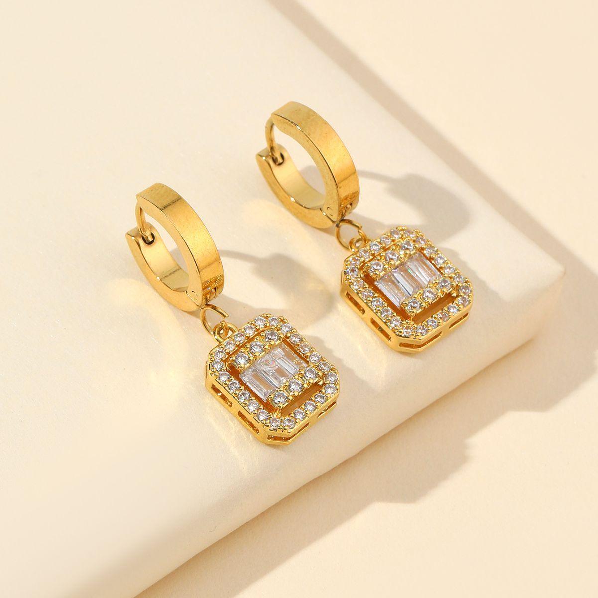 Sugar Cube Buckle Design Retro Earrings