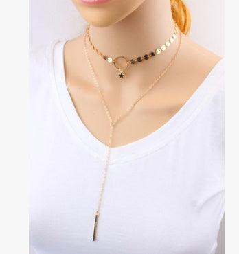 Star Goddess Duo Layering Choker Necklace | Beach Jewelry Gold
