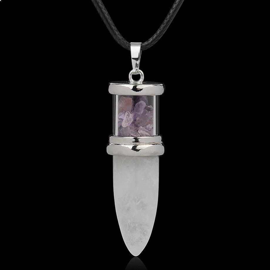 Elegant Crystal Pendant Necklace | Fashion Wear White Purple