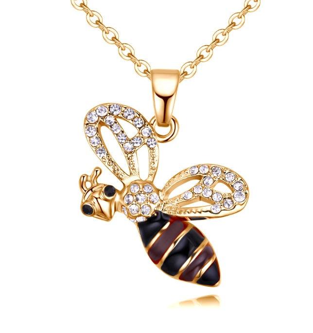 Summer Lady Bee Pendant Necklace Coffee