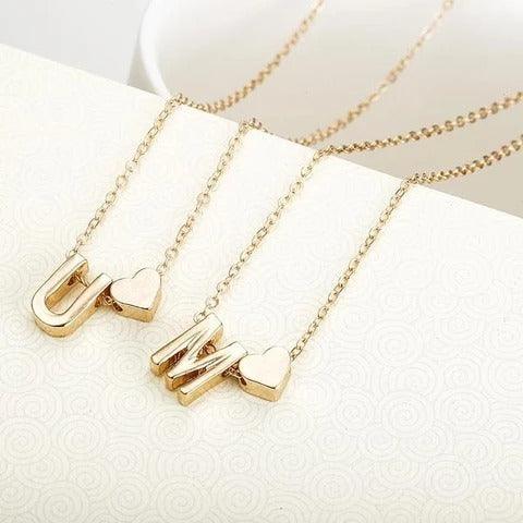 Peach Heart Shaped Letter Necklace | BoldlyBeautifuls