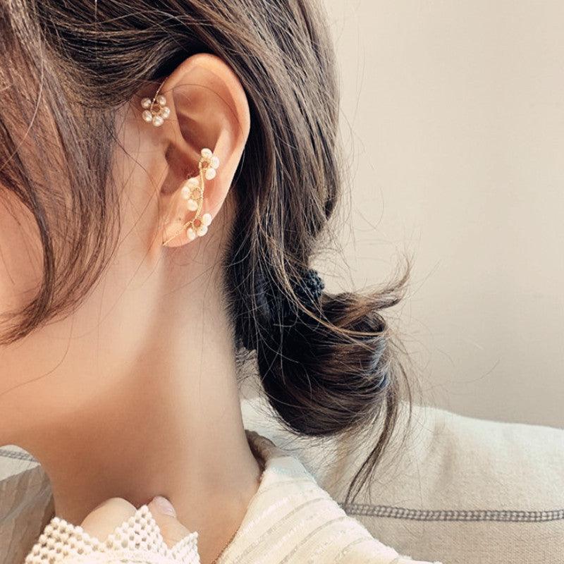 Hand-woven Flower Pearl Earrings