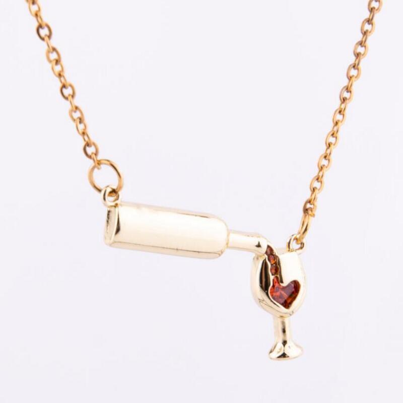 Wine Bottle Cup Pendant Necklace | BoldlyBeautifuls Gold
