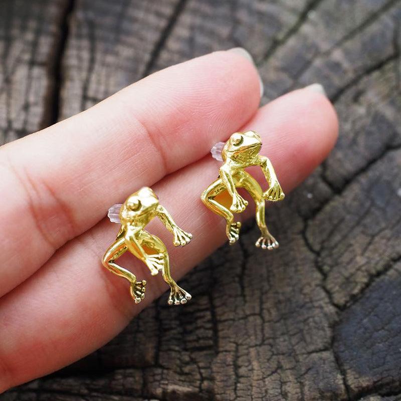 Cute Vintage Frog Earrings Golden Earrings