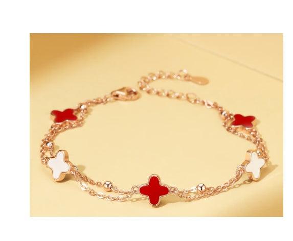 S925 Sterling Silver Malachite Clover Bracelet | Daily Wear C
