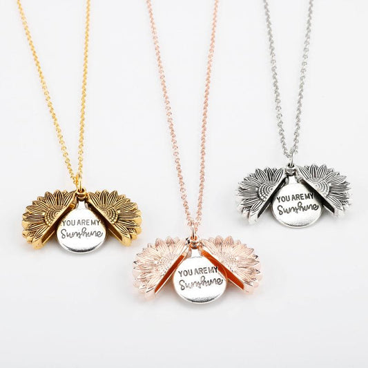 Sunflower Double Lettering Pendant Necklace | Daily Wear