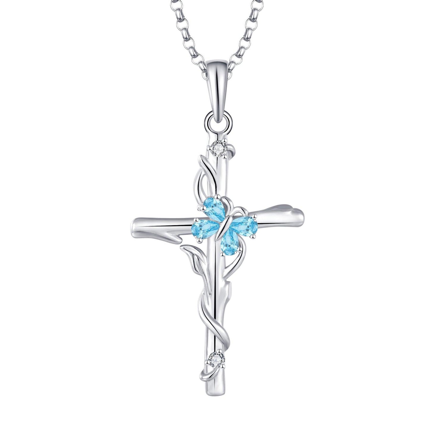 Christ Pendant Necklace | Daily Wear Zirconium blue