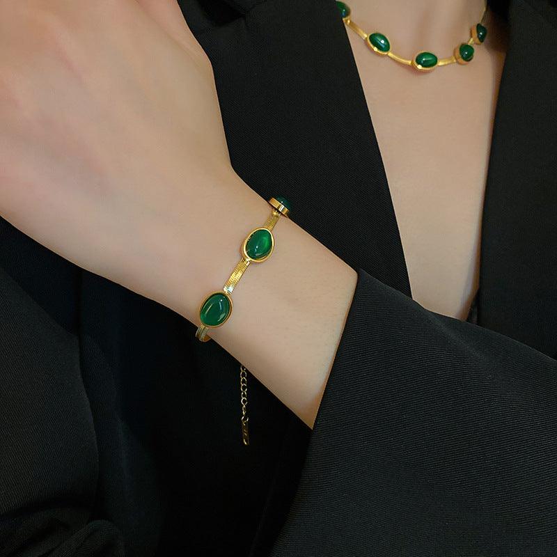 Green Crystal Snake Multilayer Necklace | Daily Jewelry
