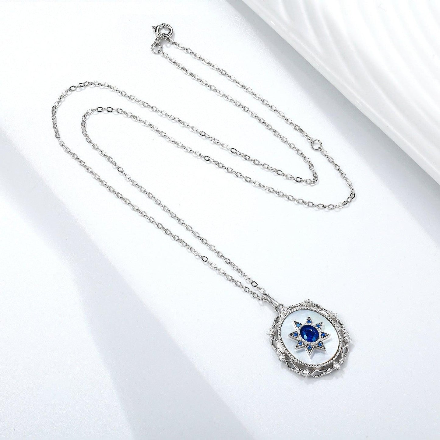 Natural Sapphire Necklace in 925 Sterling Silver