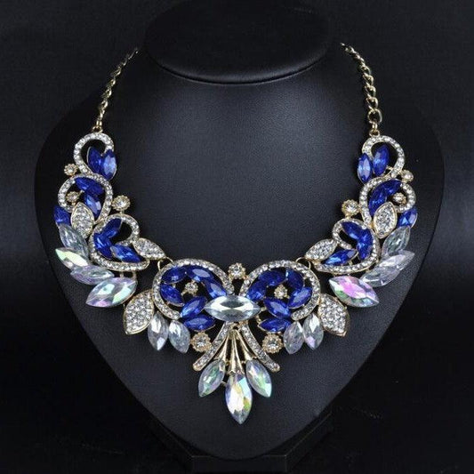 Diamond Alloy Flower Necklace | Party Wear