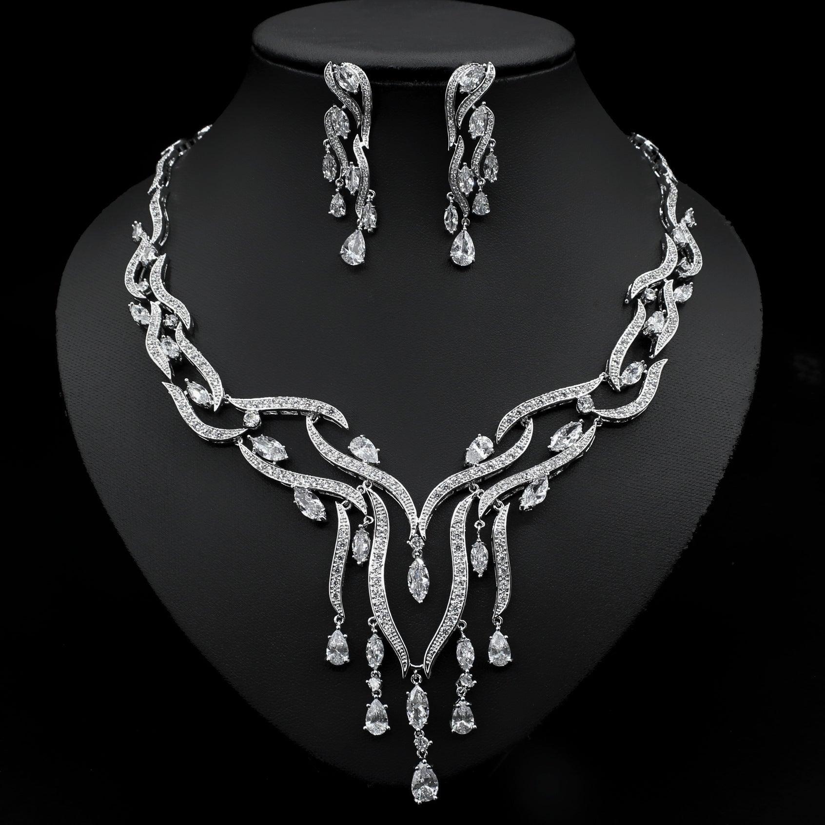 Crystal Zircon Tassel Pendant Set | Party Wear