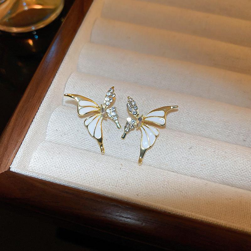 Rhinestone Dripped Butterflies Stud Earrings 1
