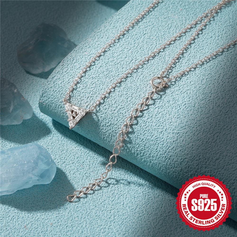 Triangle Diamond Necklace in S925 Sterling Silver
