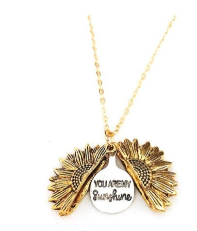 Sunflower Double Lettering Pendant Necklace | Daily Wear Gold