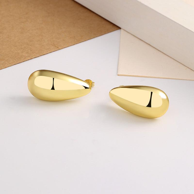Water Drop Glossy Plating Elegant Earrings