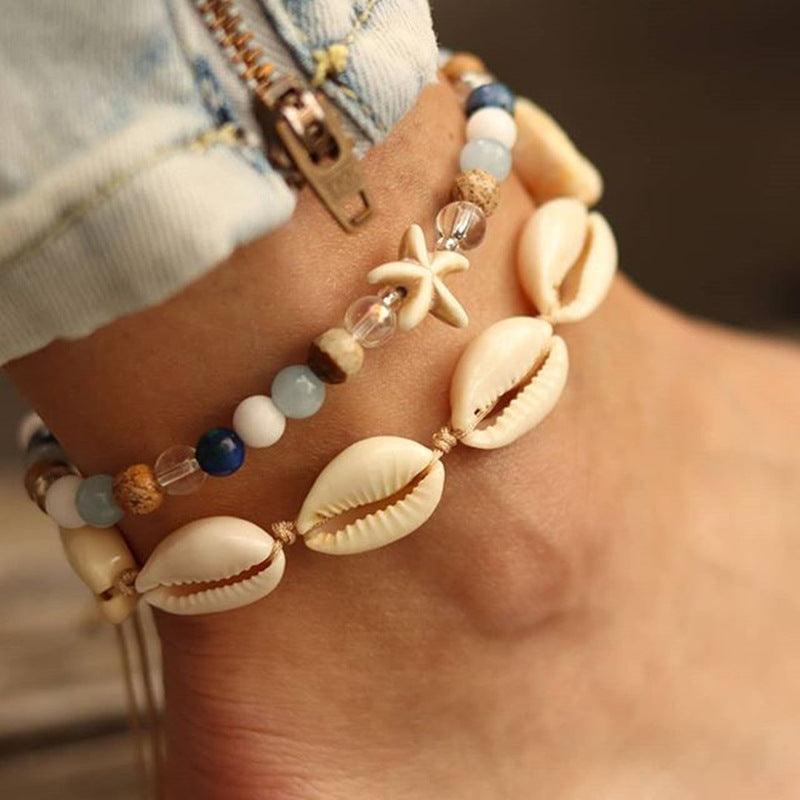 Turquoise Multi-Piece Shell Anklet | Beach Wear A