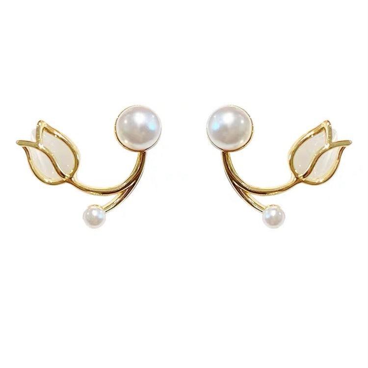 Sterling Silver Needle Tulip Stud Earrings | Daily Wear