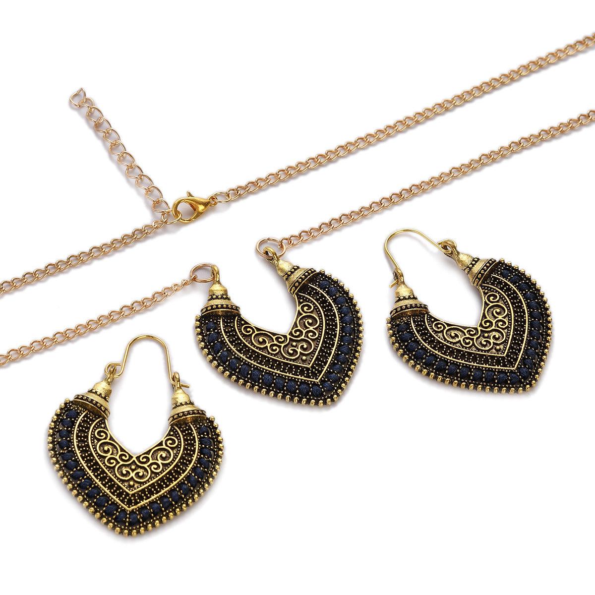 Colored Rope - Earrings Necklace Two-Piece Set