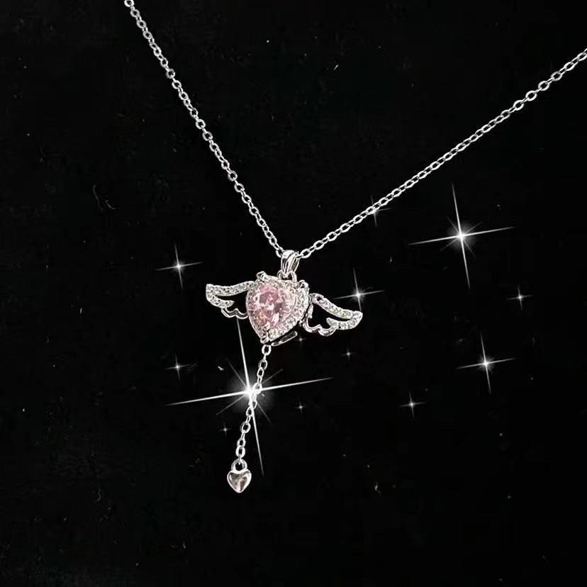 Moving Cupid Heart Crystal Necklace - Fashion Wear