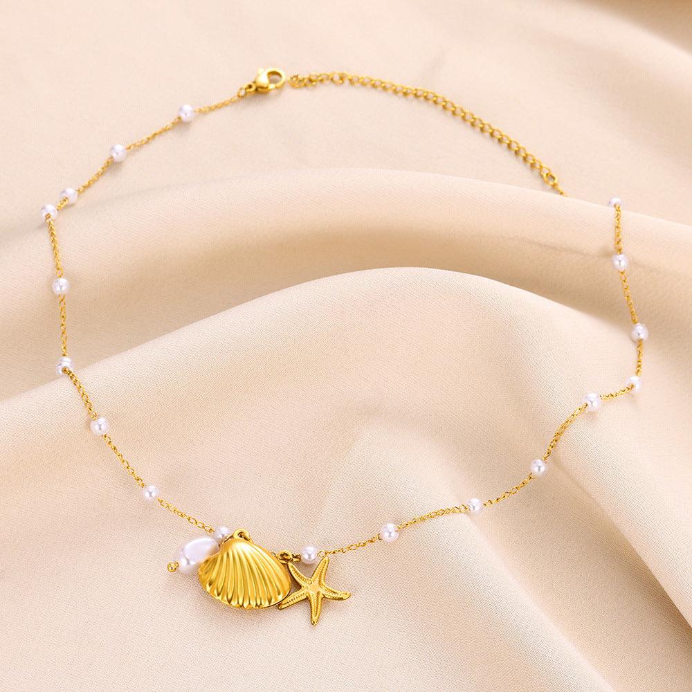 Shell Starfish Pendant Necklace | Beach Jewelry
