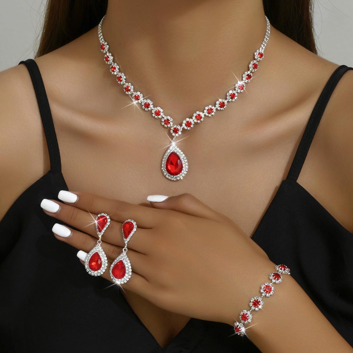 Elegant Fashion Jewelry Suit | Party Collection Red
