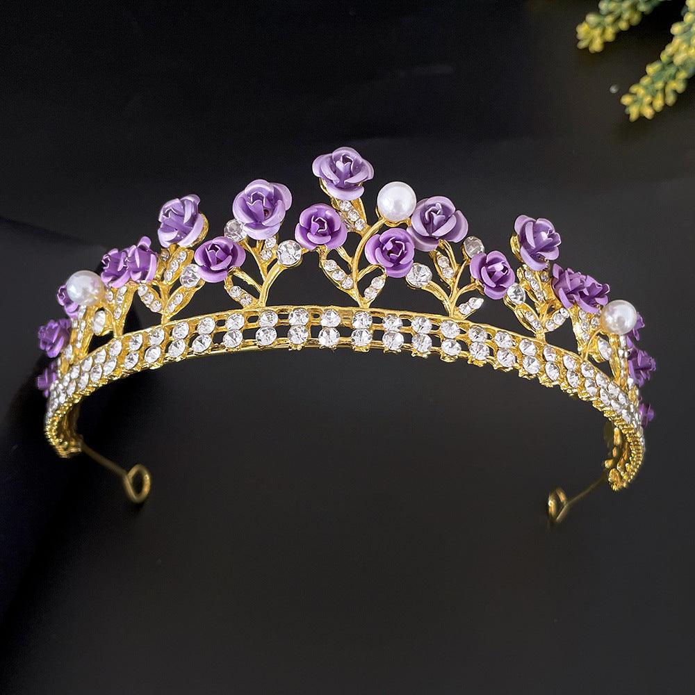 Purple Rose Crystal Crown | Bridal Wear