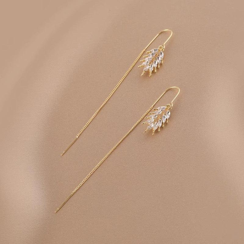 Descendants of the Rich Tassel Ear String Earrings Gold Wheat Hanging Earrings
