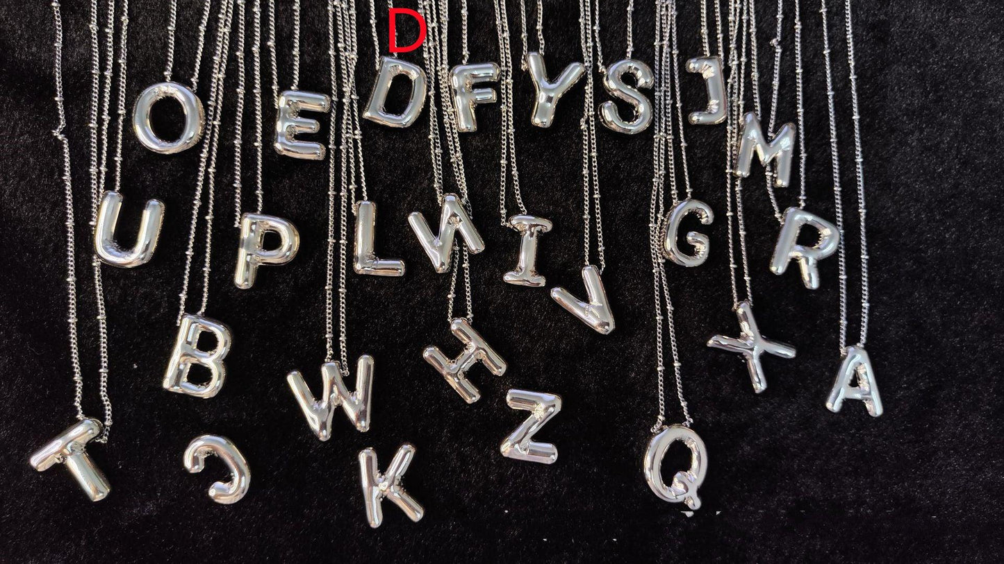 Glossy Letters Pendant Necklace | Fashion Wear D Silvery