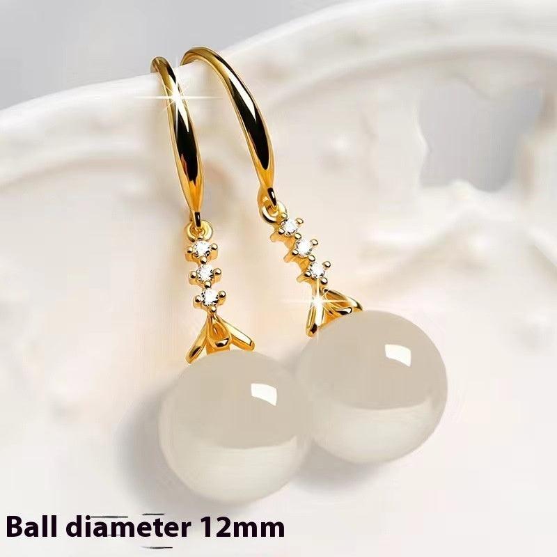 Elegant Silvering Earrings | Daily Wear Golden Support White Agate