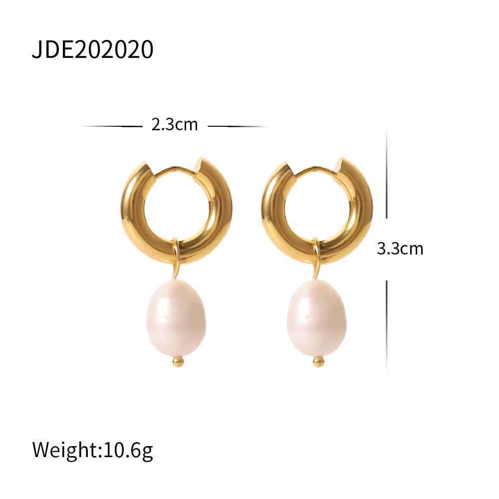 Freshwater Pearl Earrings | Daily Wear Gold White - D
