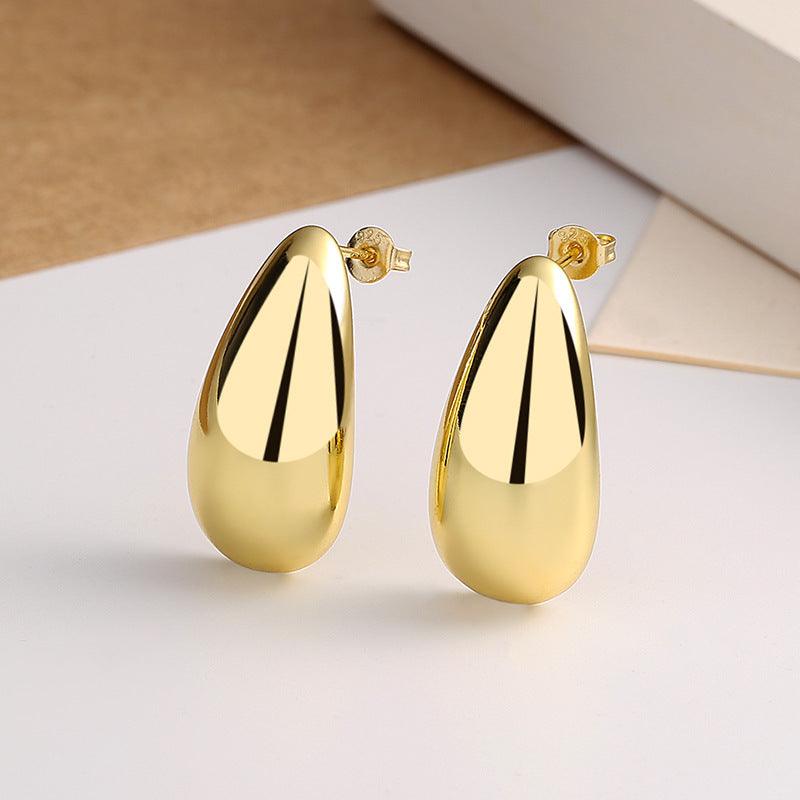 Water Drop Glossy Plating Elegant Earrings
