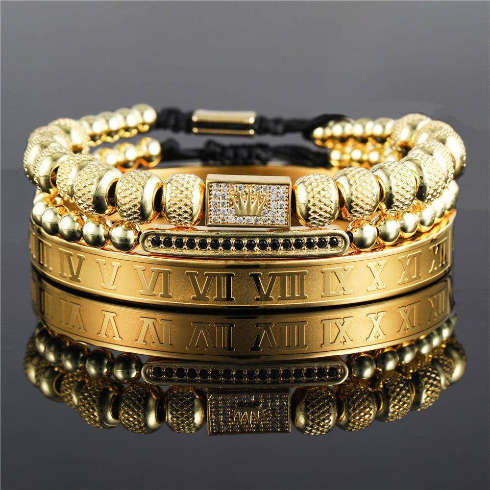 Vintage Crown Braided Bracelet | Fashion Jewelry Gold