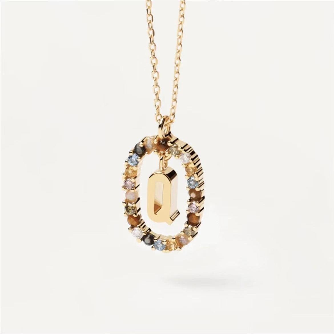 Rhinestone Alphabet Necklace 18K | Fashion Jewelry Q