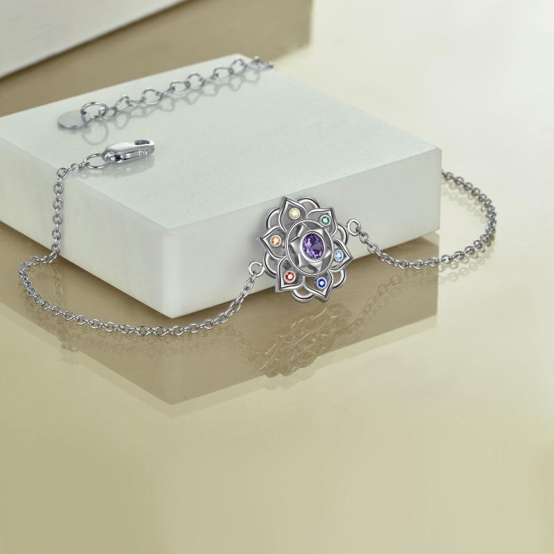 Sterling Silver Yoga Lotus Pendant Bracelet | Daily Wear