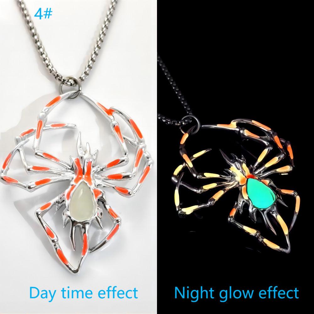 Luminous Spider Necklace - Vintage Glowing Jewelry Orange Light