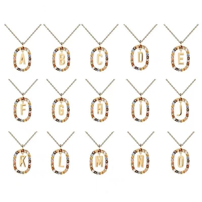 Rhinestone Alphabet Necklace 18K | Fashion Jewelry