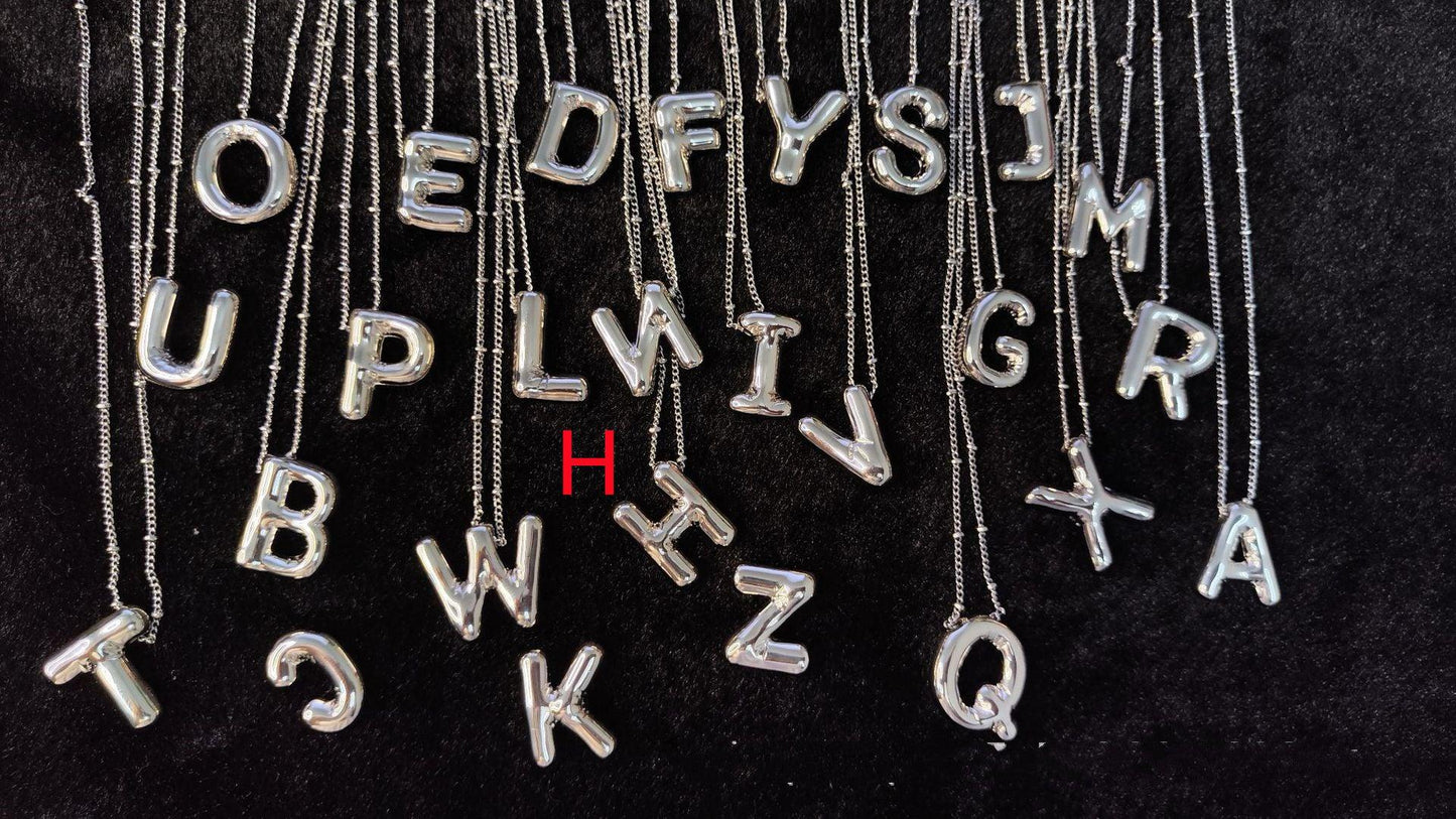Glossy Letters Pendant Necklace | Fashion Wear H Silvery