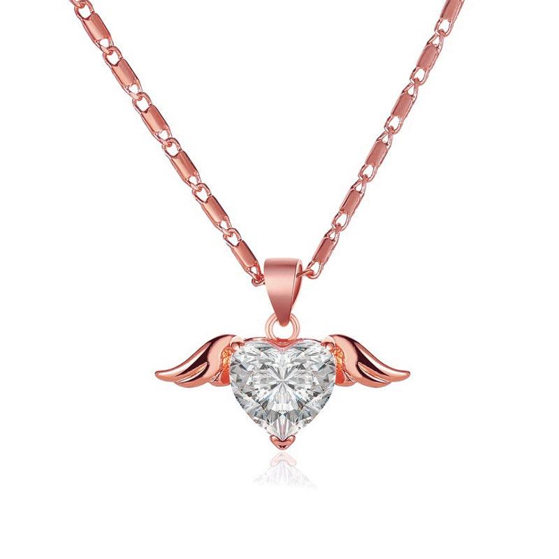 Heart Wings Elegant Necklace | Fashion Wear Rose Gold