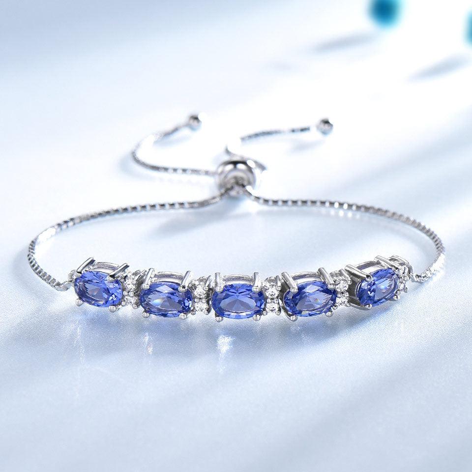 Blue Topaz Adjustable Bracelet | Daily Wear Silver